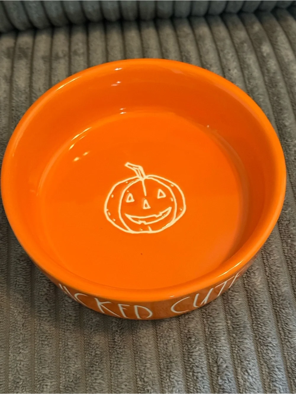 Rae Dunn ‘Wicked Cute’ Orange Ceramic Bowl w/ Etched Pumpkin 🎃 Int- NWT